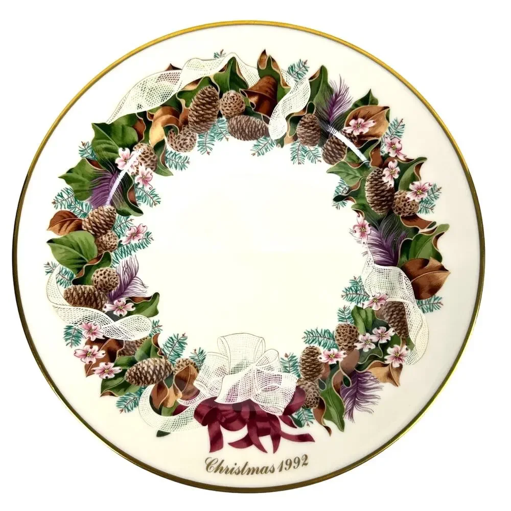 Lenox Limited Edition 1991 and 1992 Colonial Christmas Wreath Issue-Set of 2